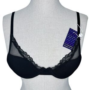 NWT Pepper Laidback Lace Bra sz 32AA * Black Underwire Mesh Overlay Lace Band